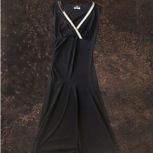 I.N. San Fransisco Black 90s/Y2k Dress with White Detailing
